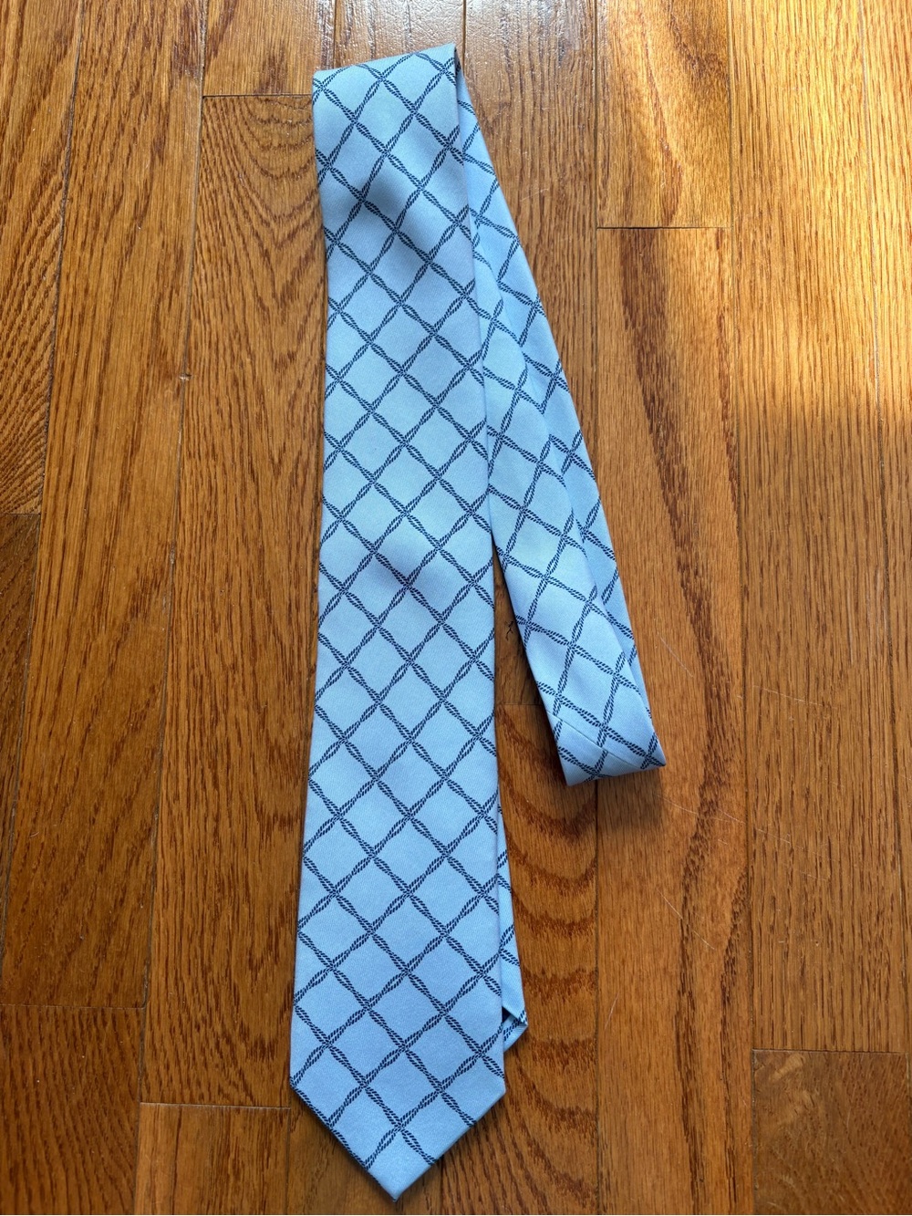 Vineyard Vines Men’s Silk Tie Light Blue Navy Rope Lattice Made in USA